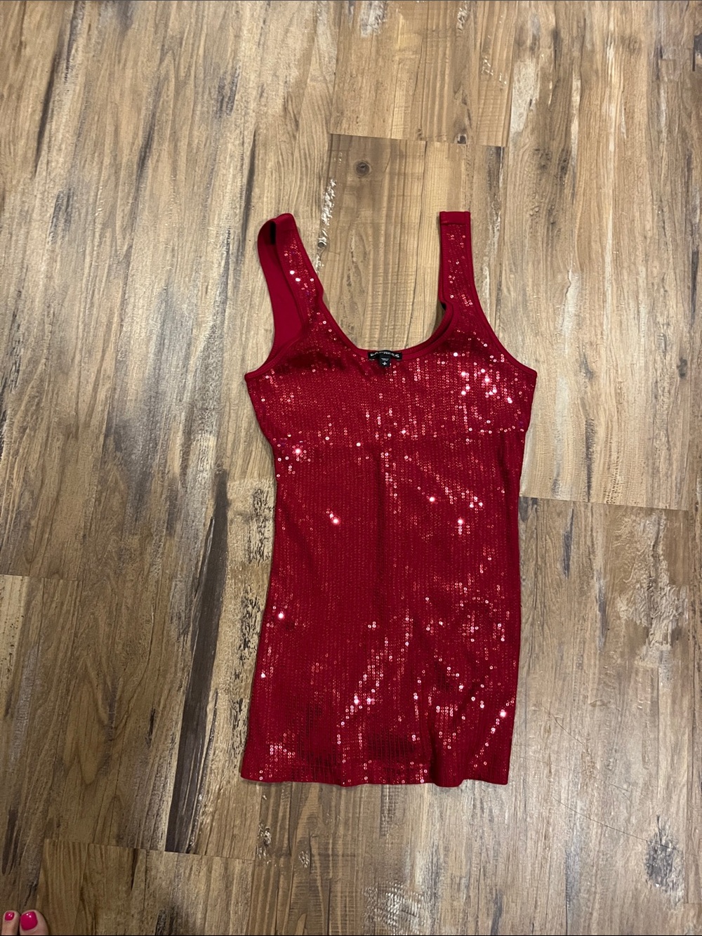 Express Red Sequin Tank Top